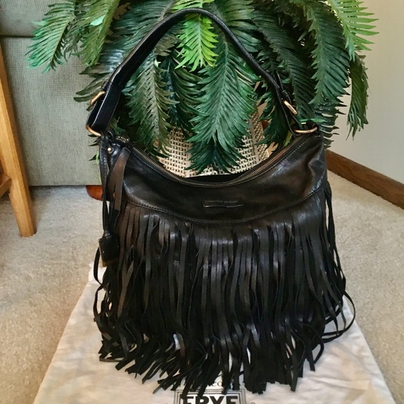 Frye Handbags - NWT -Black Frye Heidi Fringe Hobo Bag